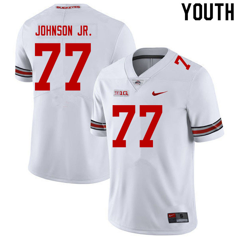 Ohio State Buckeyes Paris Johnson Jr. Youth #77 White Authentic Stitched College Football Jersey
